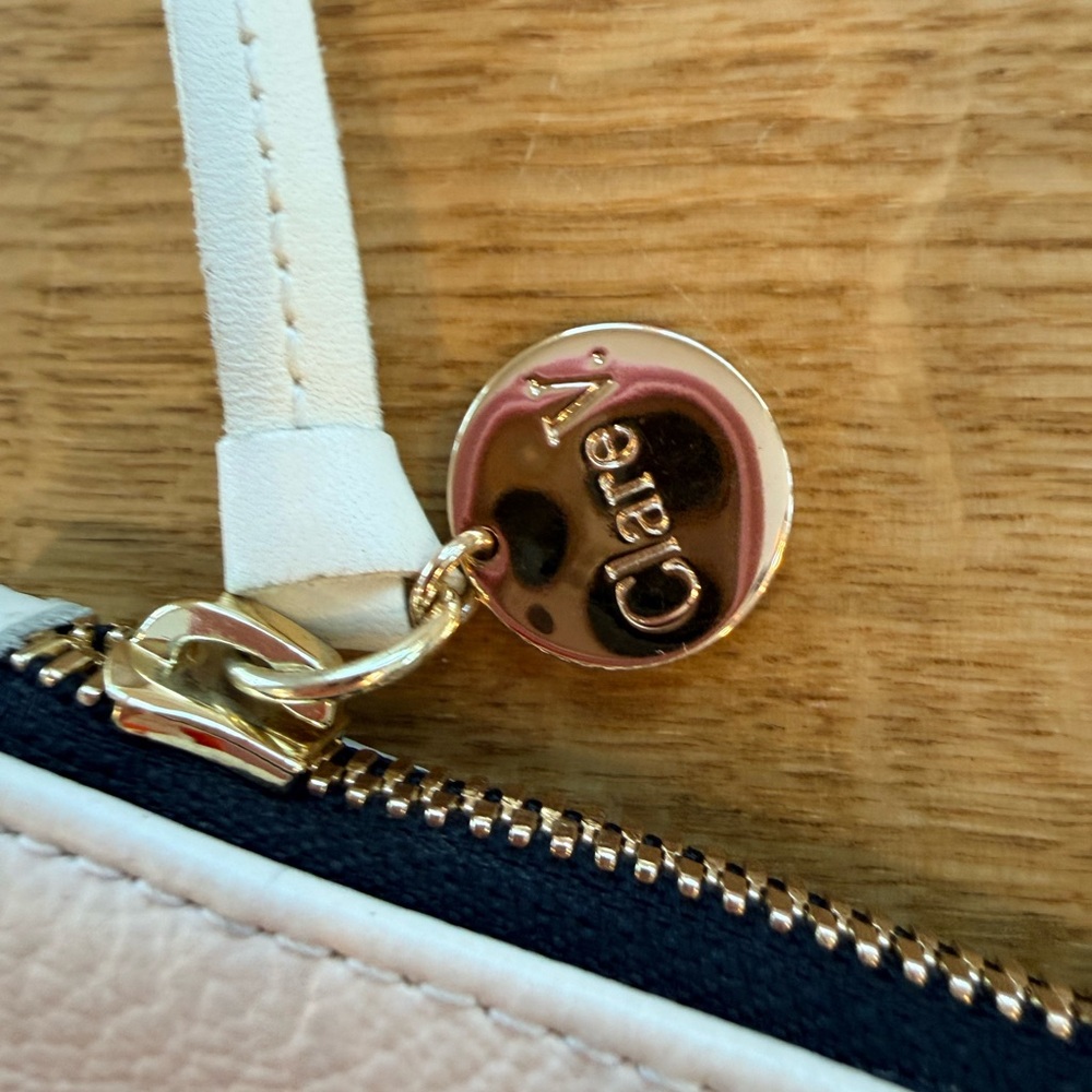 Clare V Cream with black eyes Leather coin clutch NWT - Picture 4 of 11